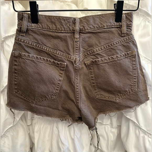 PacSun High Waisted Frayed Hem Brown Denim Shorts Women’s Size 23 - Picture 2 of 7